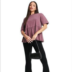 🟢ASOS DESIGN Tall casual smock top in washed purple Size 0